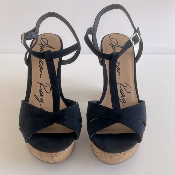 American Rag Women Jamie Open Toe Casual Platform Sandals Navy Blue Size 10W NEW - Picture 3 of 5